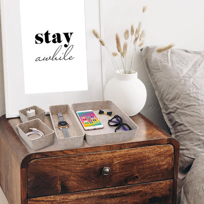 8Pc Nordic Minimalist Desk Organizer Tray Beige Oatmeal Storage