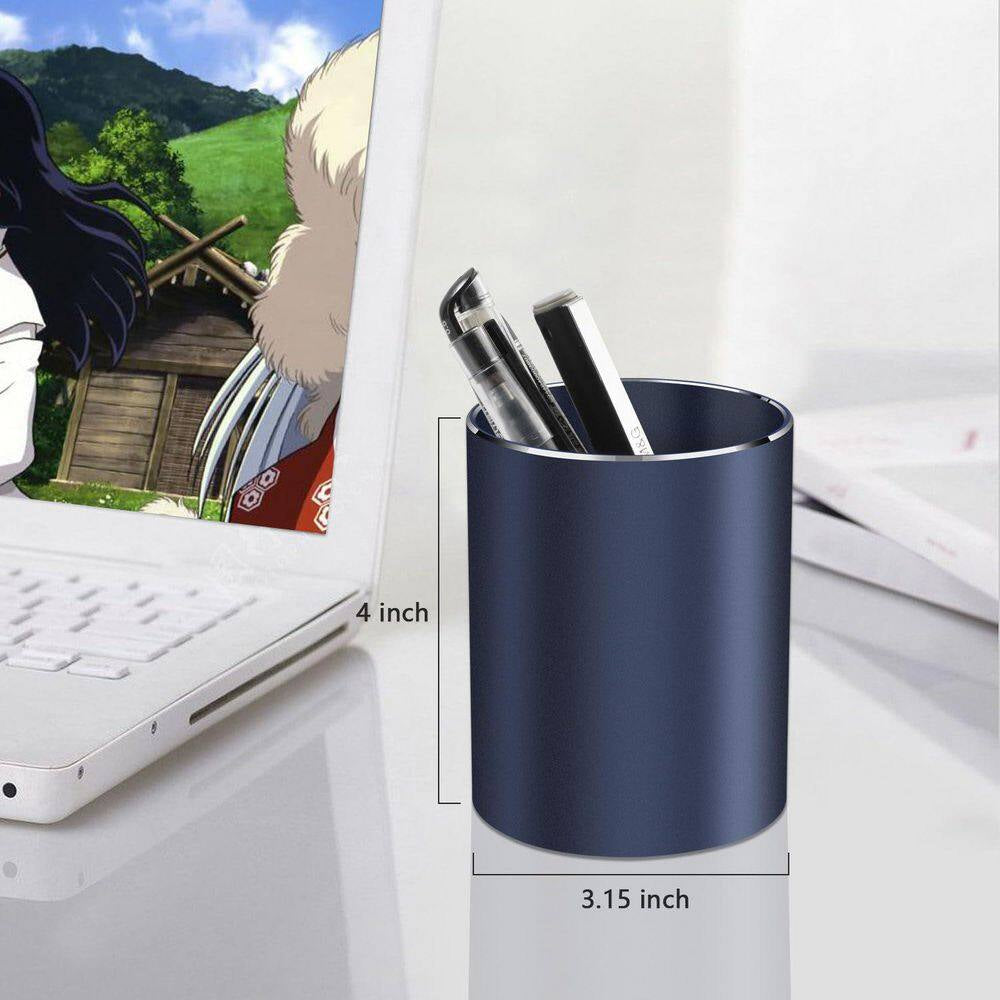 Aluminum Alloy Waterproof Pen Holder Blue Modern Minimalist Desk Organizer Multifunctional Office Supply