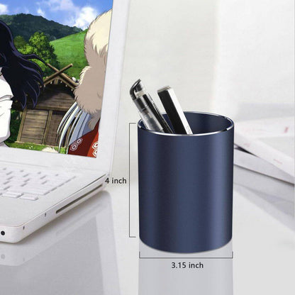 Aluminum Alloy Waterproof Pen Holder Blue Modern Minimalist Desk Organizer Multifunctional Office Supply