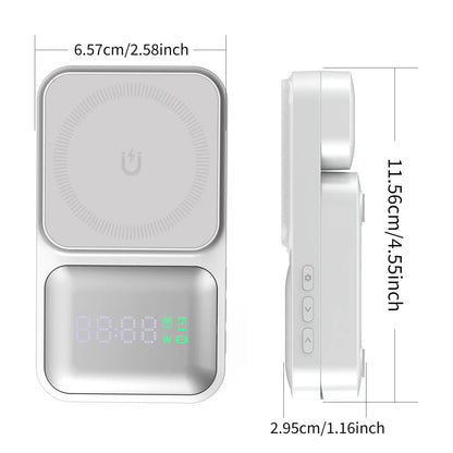 3-In-1 Magnetic Wireless Charger Stand, Foldable Fast Charging Station for Iphone 16 15 14 13 12, Apple Watch, Airpods – Portable Travel Charger