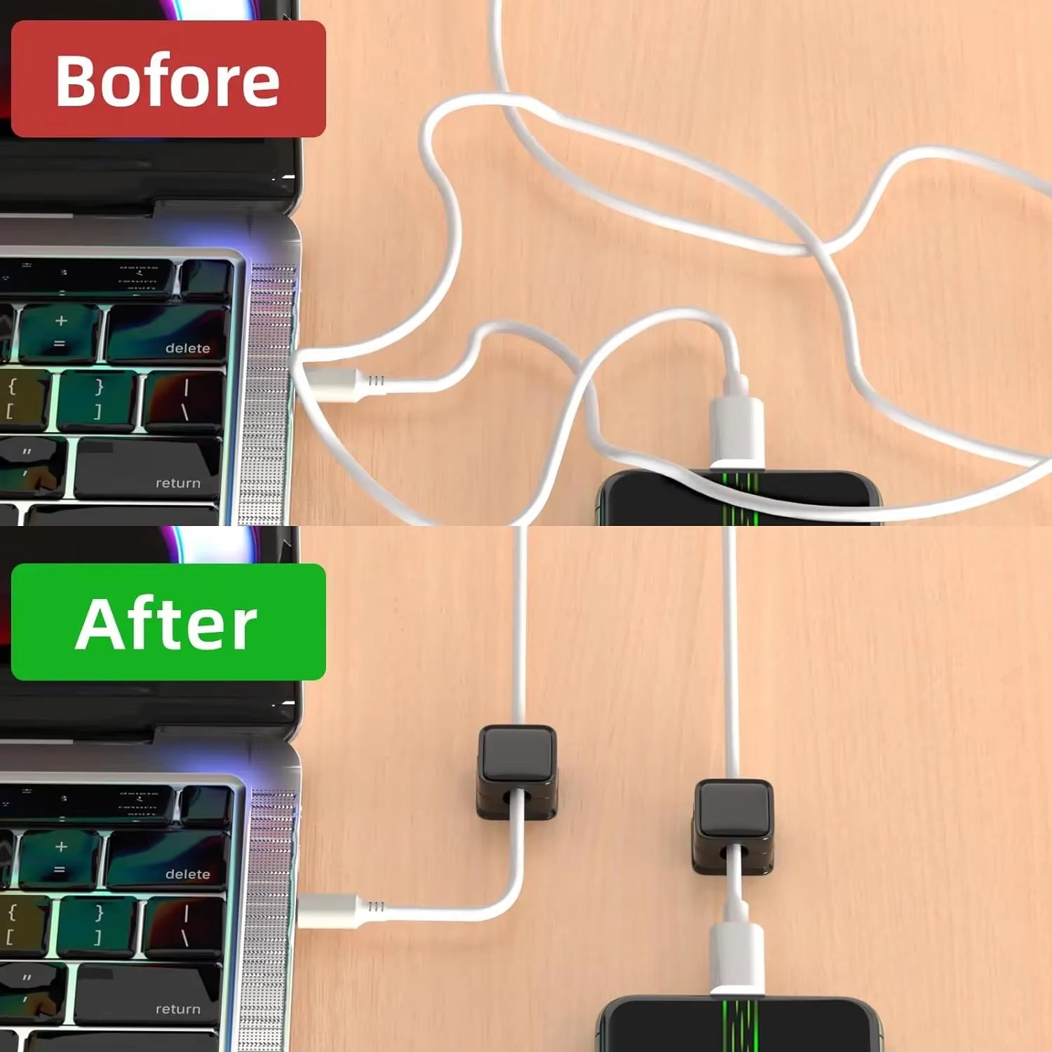 6Pcs Cable Organizer Magnetic Plug Box Silicone Cable Winder Flexible Cable Management Clips for Mouse Earphone