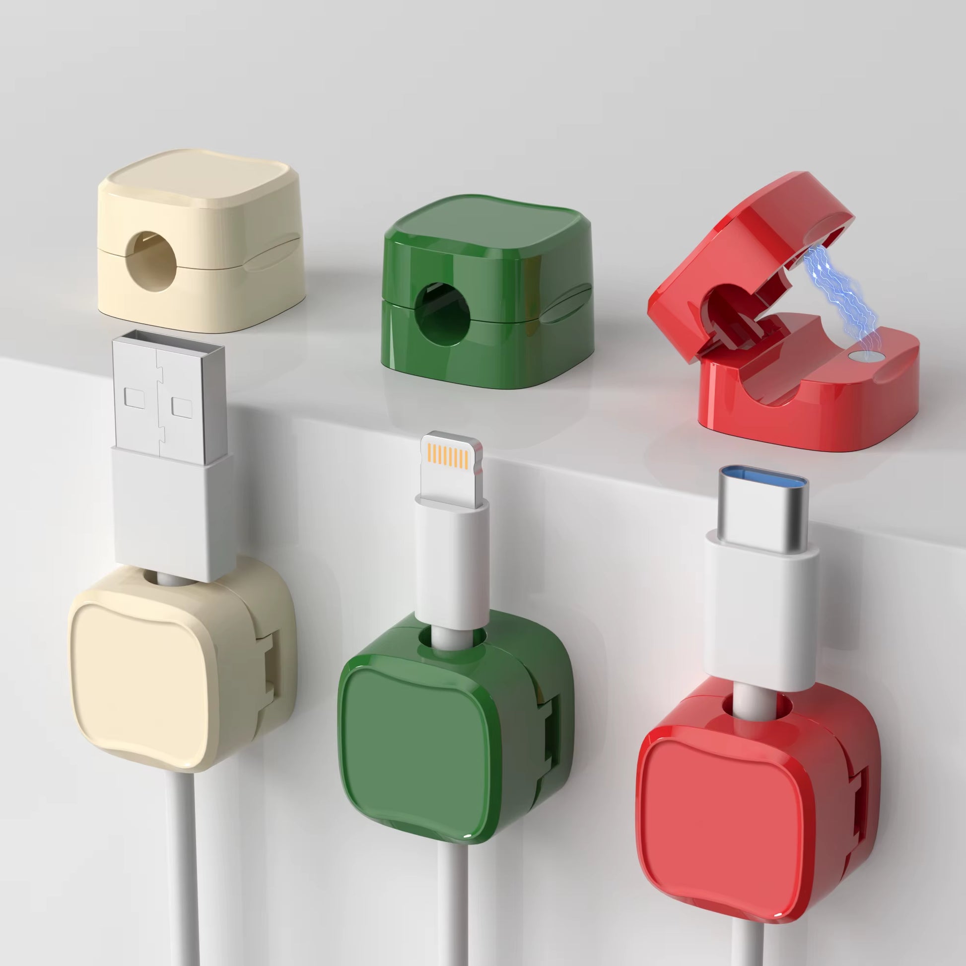 6Pcs Cable Organizer Magnetic Plug Box Silicone Cable Winder Flexible Cable Management Clips for Mouse Earphone
