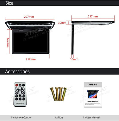 ® 10.2 Inch Digital TFT Screen 1080P Video Car Overhead Player Roof Mounted Monitor HDMI Port (No DVD Drive)