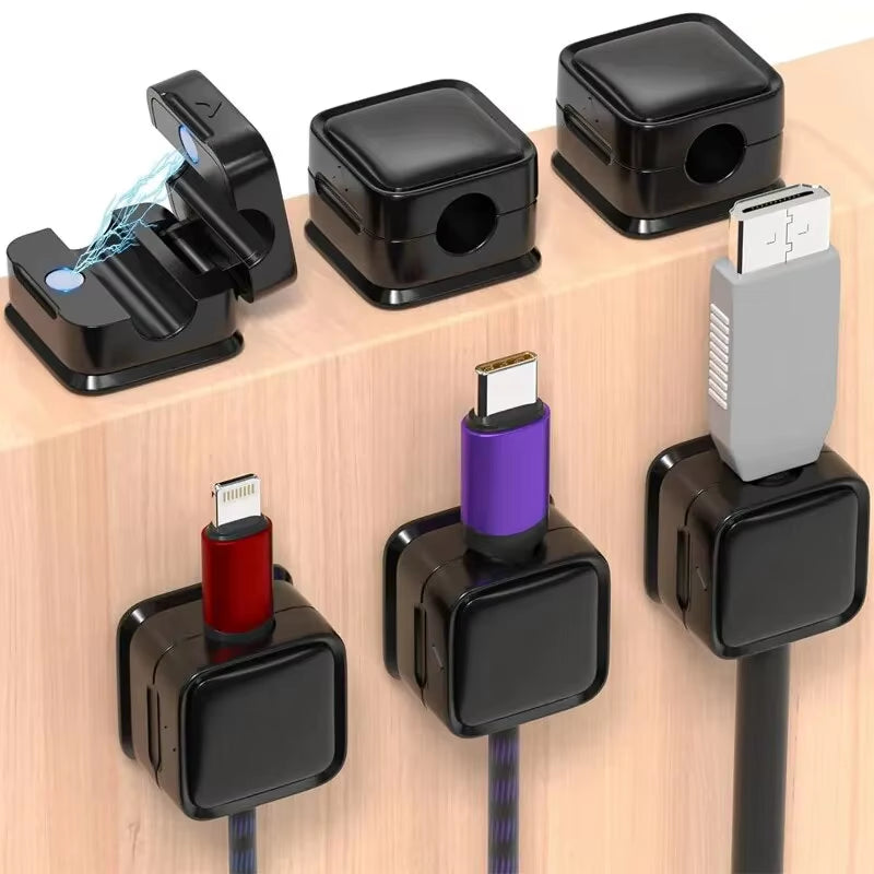 6Pcs Cable Organizer Magnetic Plug Box Silicone Cable Winder Flexible Cable Management Clips for Mouse Earphone