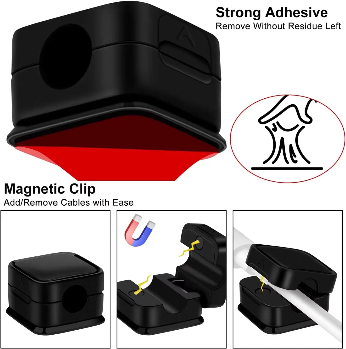 6Pcs Cable Organizer Magnetic Plug Box Silicone Cable Winder Flexible Cable Management Clips for Mouse Earphone