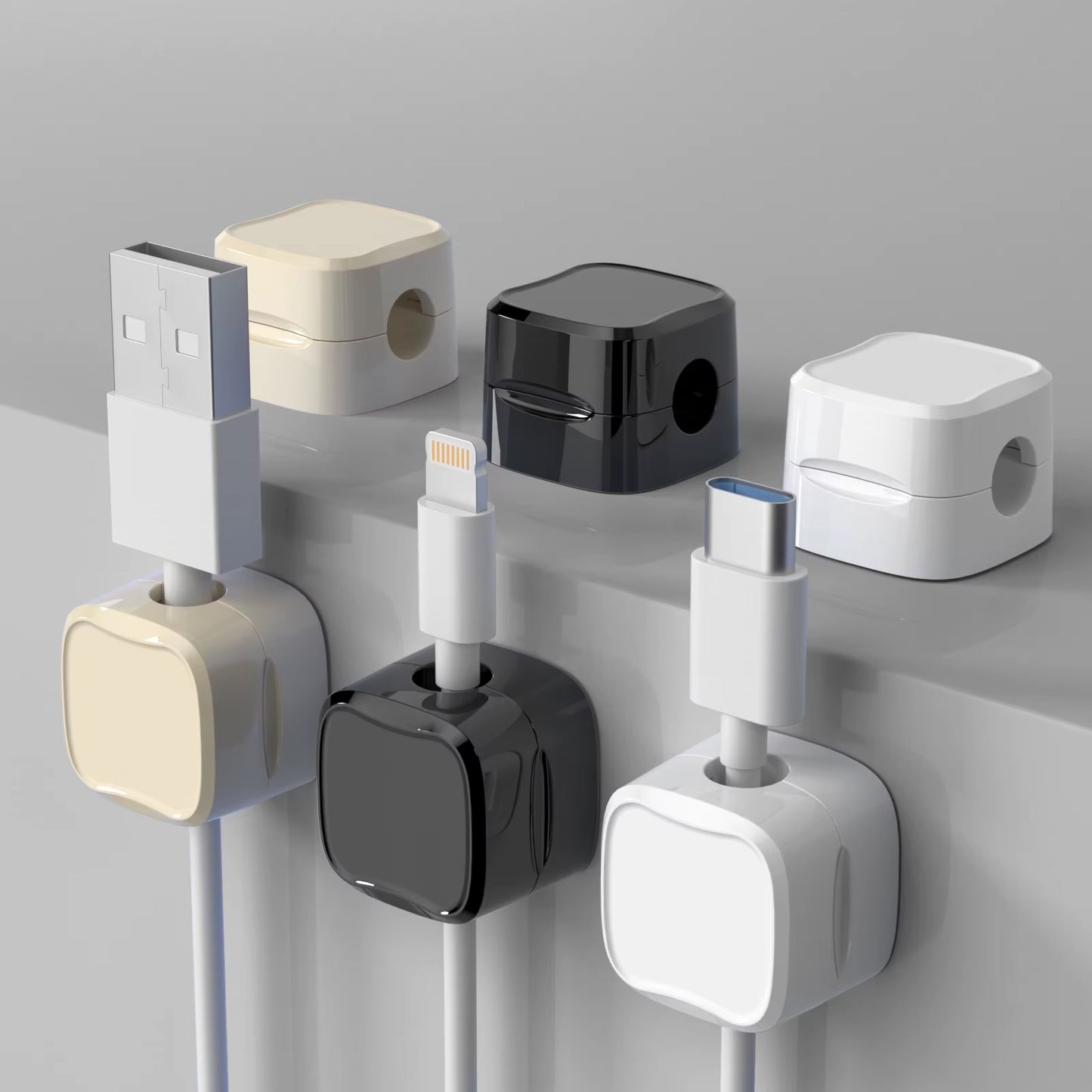 6Pcs Cable Organizer Magnetic Plug Box Silicone Cable Winder Flexible Cable Management Clips for Mouse Earphone