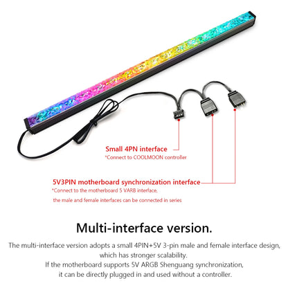 COOLMOON ARGB LED Strip Light 5V 3Pin Small 4Pin Diamond Magnetic Colorful Atmosphere DIY Lamp Bar for PC Computer Case Chassis