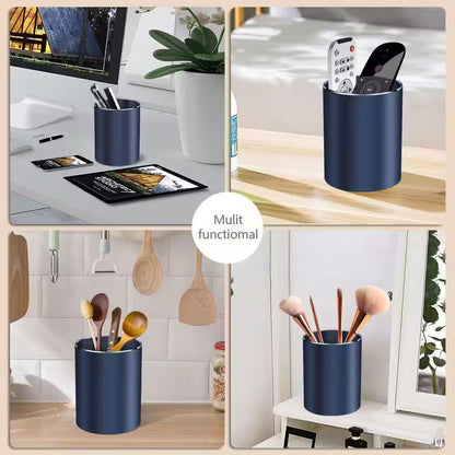 Aluminum Alloy Waterproof Pen Holder Blue Modern Minimalist Desk Organizer Multifunctional Office Supply