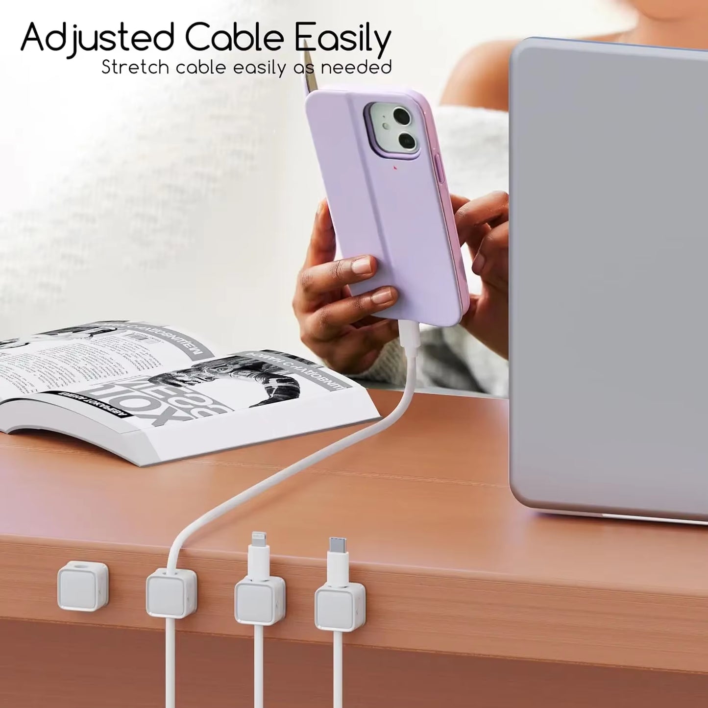 6Pcs Cable Organizer Magnetic Plug Box Silicone Cable Winder Flexible Cable Management Clips for Mouse Earphone