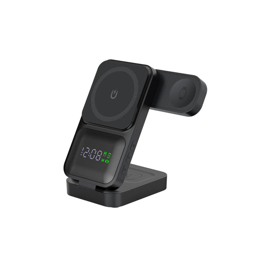 3-In-1 Magnetic Wireless Charger Stand, Foldable Fast Charging Station for Iphone 16 15 14 13 12, Apple Watch, Airpods – Portable Travel Charger