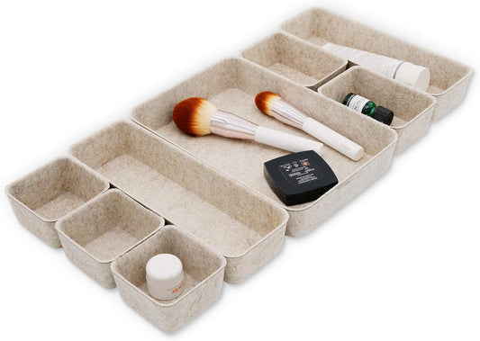 8Pc Nordic Minimalist Desk Organizer Tray Beige Oatmeal Storage